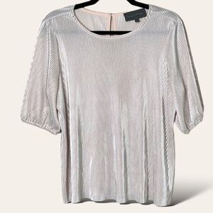 ANTHROPOLOGIE Sunday in Brooklyn Pale Dusty Pink Micro Pleat Slinky Top US Sz S